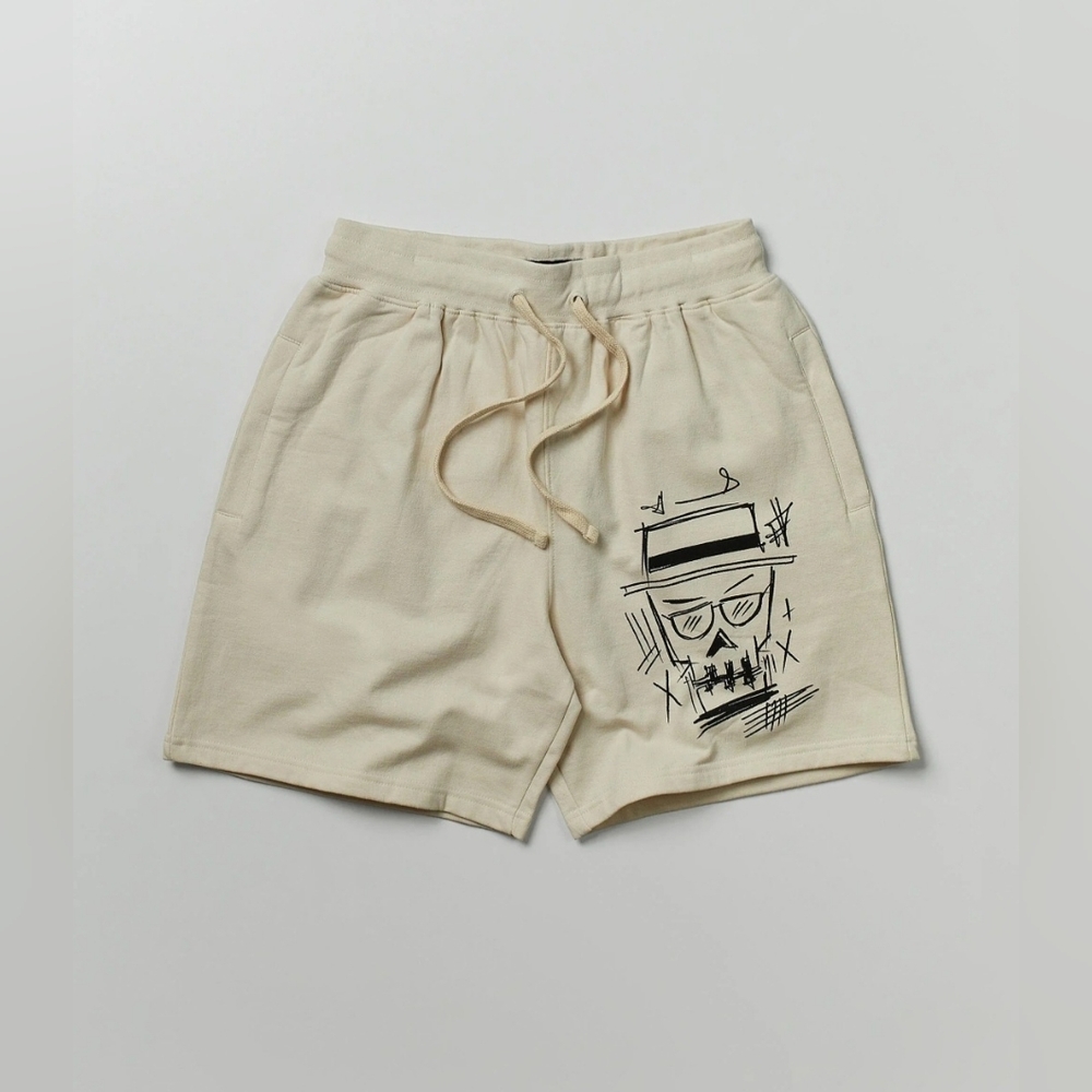 Reason Brand Walter Khaki Cream Graphic and Quote Shorts Size Medium NWT A-2924